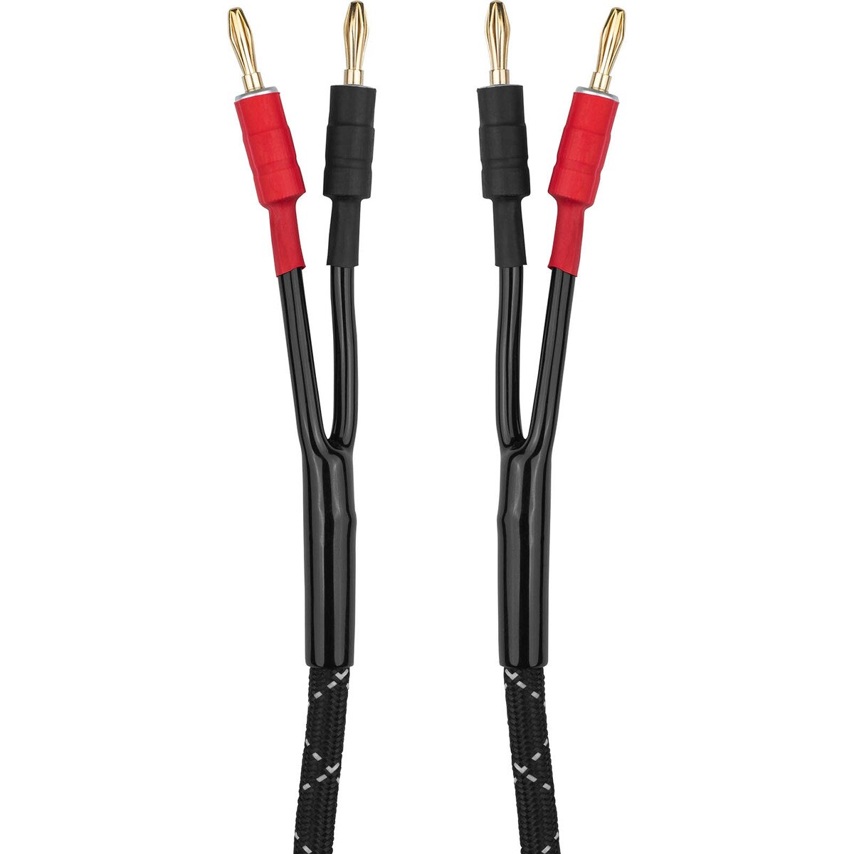 14 AWG 12ft Professional Grade Braided Speaker Cable Wire with Gold Plated Banana Jacks